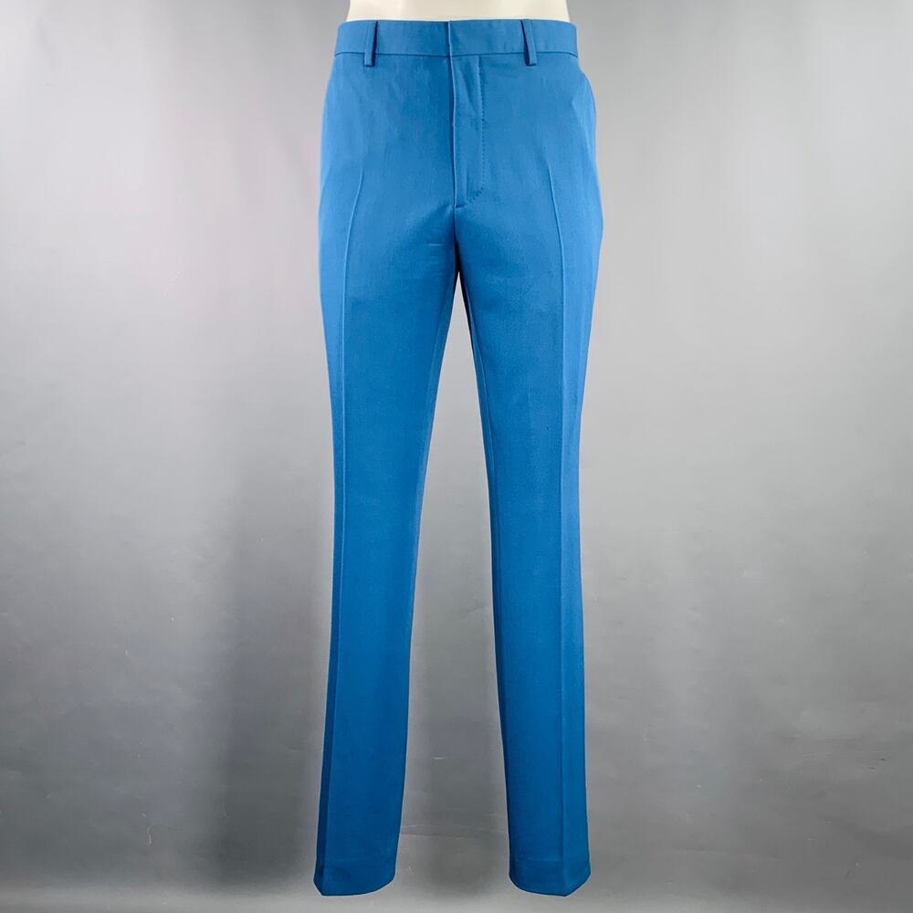 CALVIN KLEIN 205W39NYC Size L Blue Orange Stripe Wool Flat Front Dress Pants